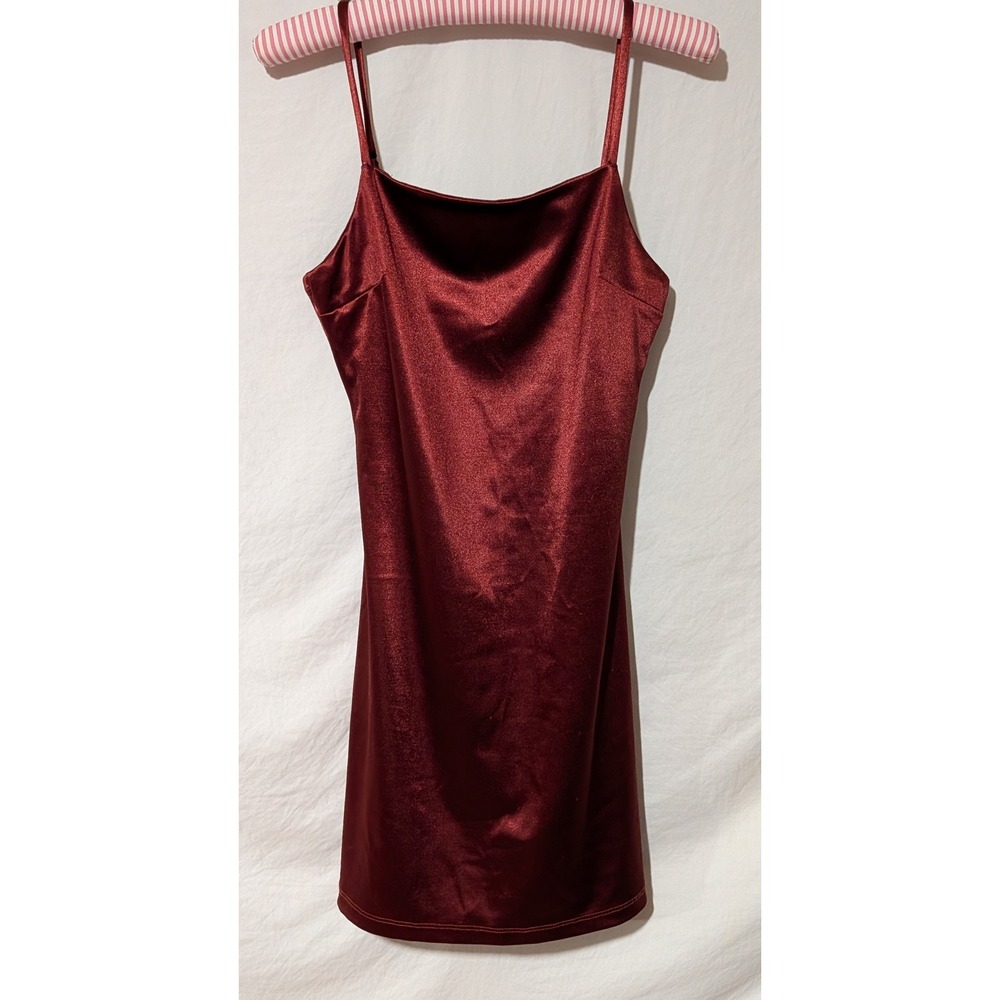 Altar'd State Burgundy Satin Cowl Neck Slip Dress Womens Small Made in USA